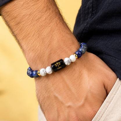 Libra (तुला राशि) Zodiac Lapis Lazuli & Howlite Bracelet