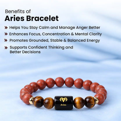 Aries (मेष राशि) Zodiac Red Jasper & Tiger Eye Bracelet