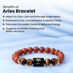 Aries (मेष राशि) Zodiac Red Jasper & Tiger Eye Bracelet