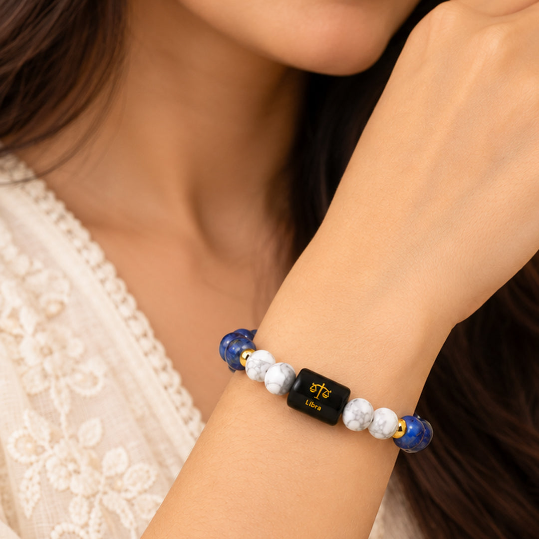 Libra (तुला राशि) Zodiac Lapis Lazuli & Howlite Bracelet