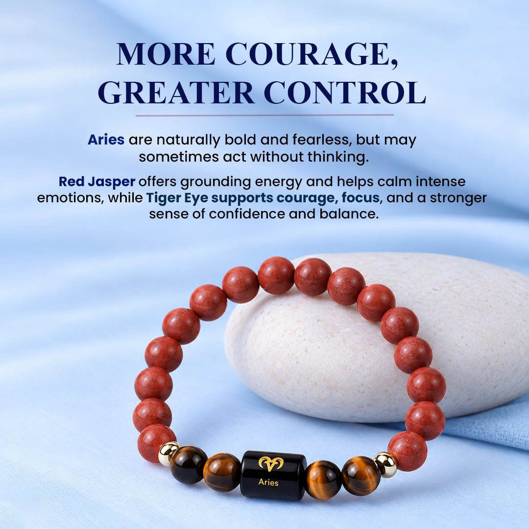 Aries (मेष राशि) Zodiac Red Jasper & Tiger Eye Bracelet