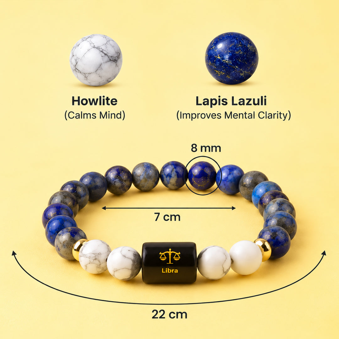 Libra (तुला राशि) Zodiac Lapis Lazuli & Howlite Bracelet