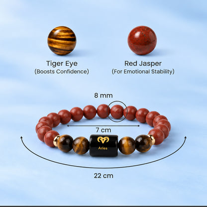 Aries (मेष राशि) Zodiac Red Jasper & Tiger Eye Bracelet