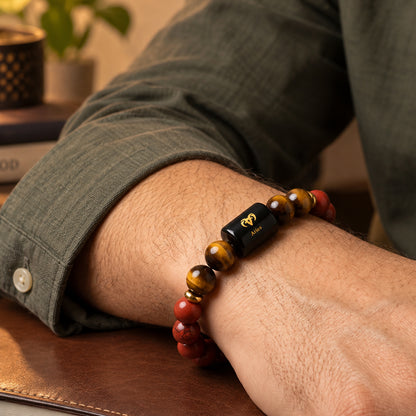 Aries (मेष राशि) Zodiac Red Jasper & Tiger Eye Bracelet