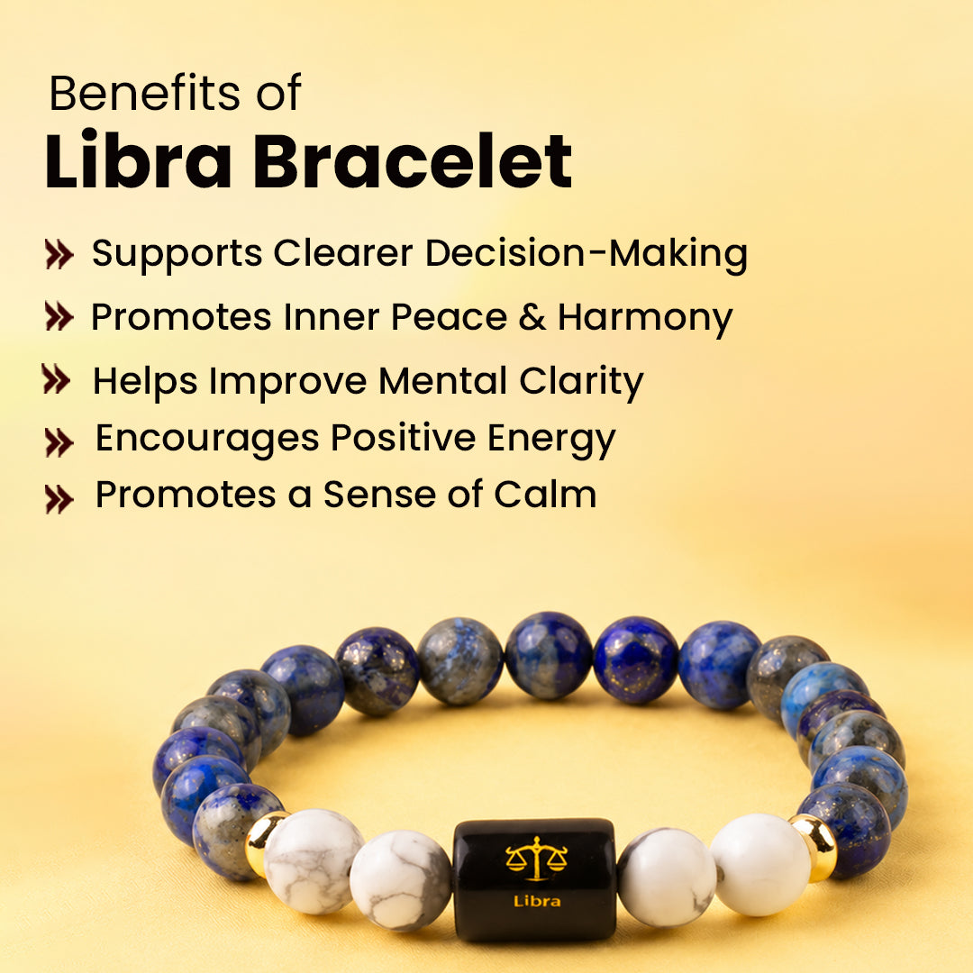 Libra (तुला राशि) Zodiac Lapis Lazuli & Howlite Bracelet