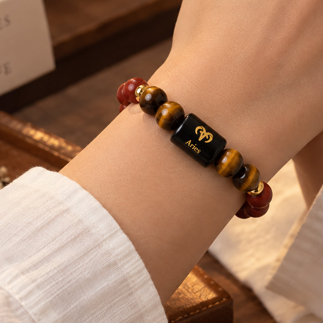 Aries (मेष राशि) Zodiac Red Jasper & Tiger Eye Bracelet
