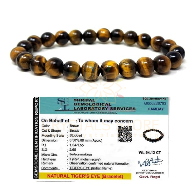 Buy Reiki Crystal Products Natural Certified Tiger Eye Bracelet, Tiger Eye  Bracelet Original, Tiger Eye 10 mm Faceted Bead Bracelet, Tiger Eye Bracelet  for Courage at Amazon.in