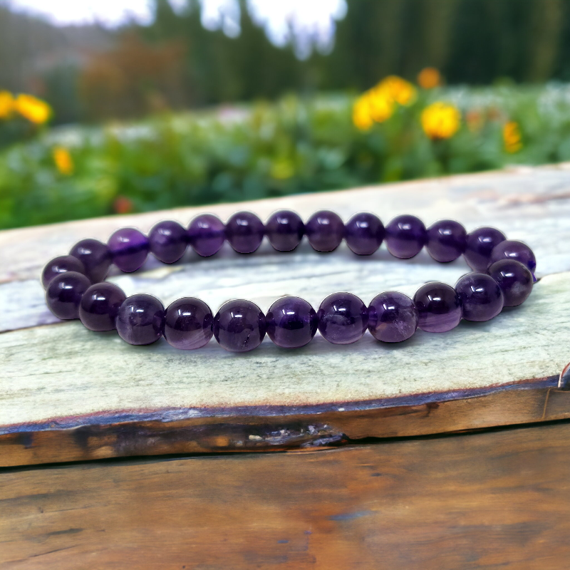 Amazon.com: Purple Amethyst Crystal Chakra Bead Stretch Bracelet Jewelry  Anxiety Stress Relief Gift for Her Women 8mm : Handmade Products