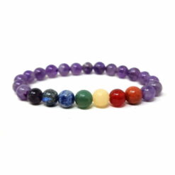 Seven Chakra Amethyst Bracelet (Certified)