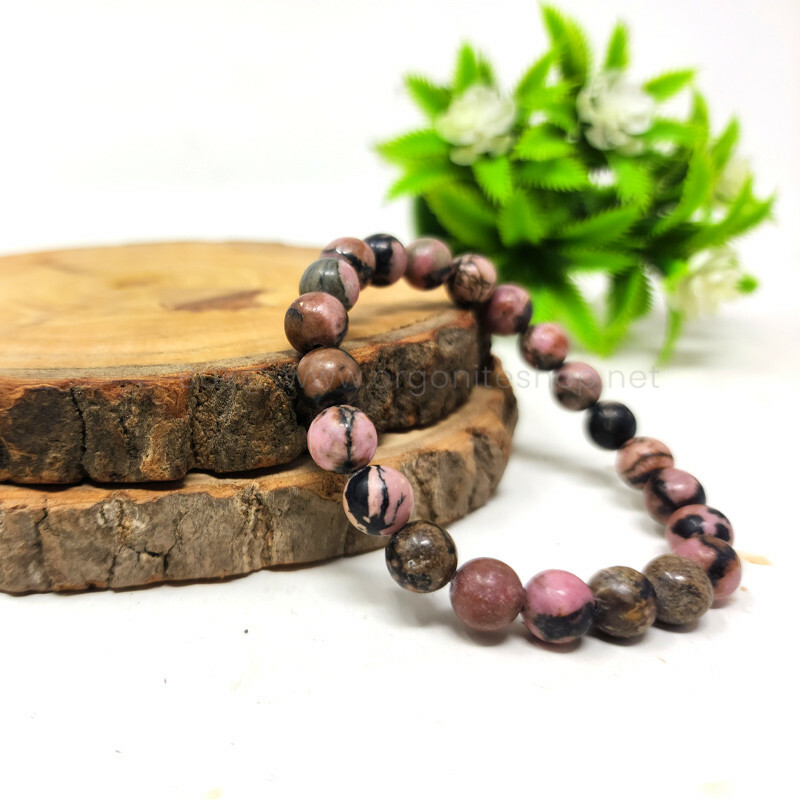 Buy GEMSMANTRA Natural Rhodonite Bracelet for Men and Women | Lab Certified  8 mm Round Cut Beads | Unisex Healing Stone Bracelet for Emotional Healing  at Amazon.in