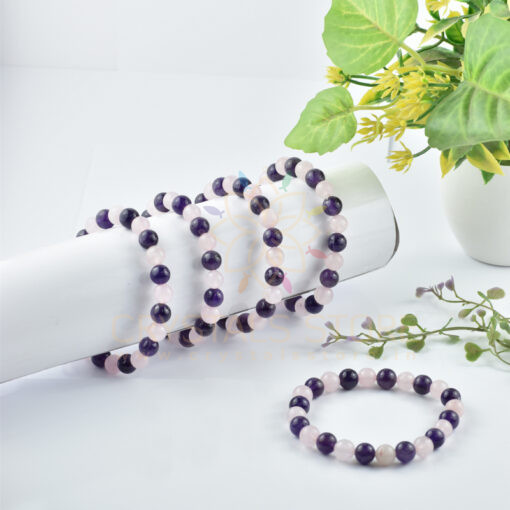 Rose Quartz Amethyst Combo Bracelet