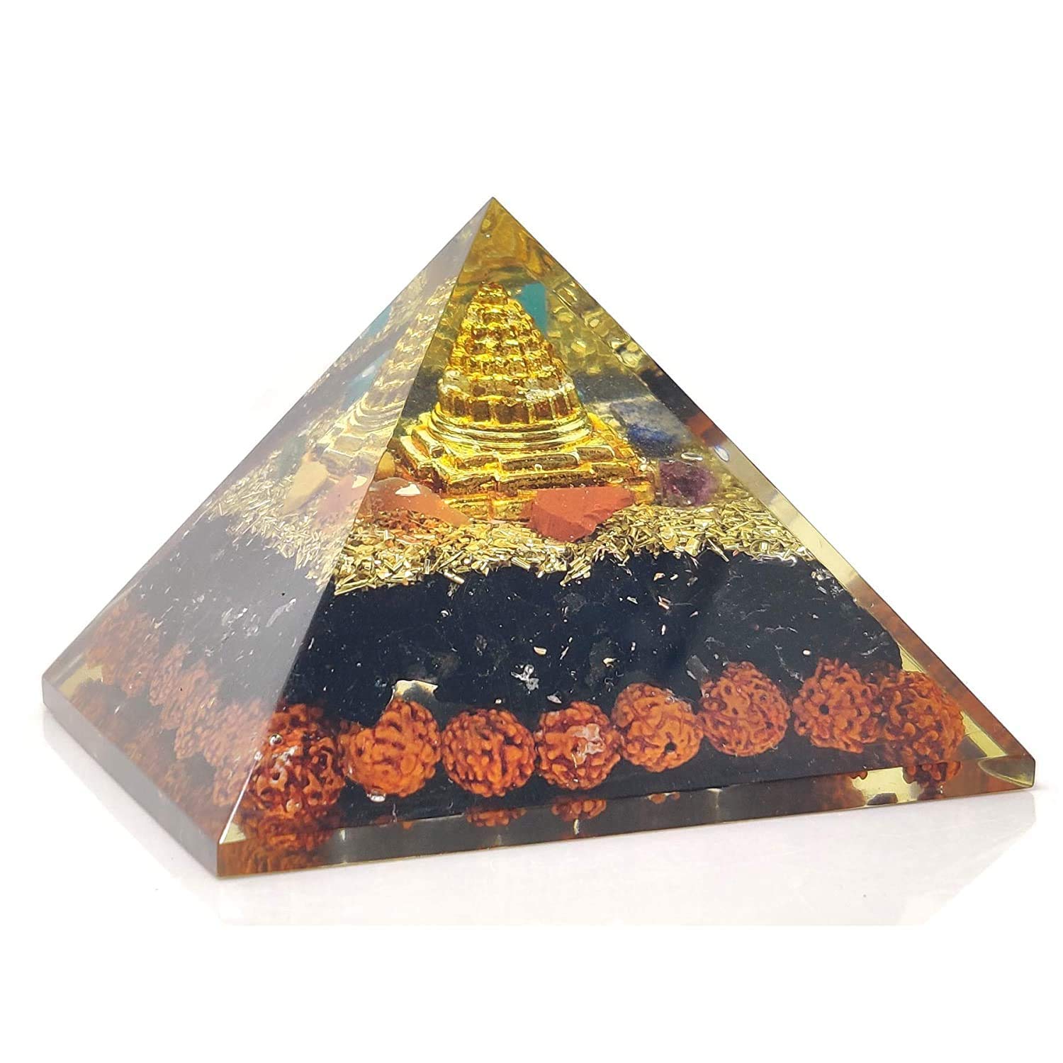 Rudraksha Black Tourmaline Shree Yantra Orgone Pyramid - Crystals Store