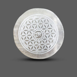 Selenite Flower Of Life With Eye Of Horus Charging Plate