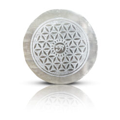 Selenite Flower Of Life With Eye Of Horus Charging Plate
