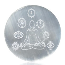 Seven Chakra Engraved Selenite Charging Plate