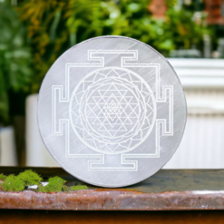 Selenite Shree Yantra Engraved Charging Plate