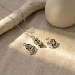 Natural Pyrite Crystal Necklace For Energy of Abundance and Protection (Certified)