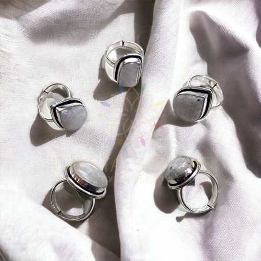 White Moonstone Rings