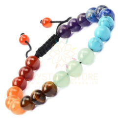 Seven Chakra Macrame Adjustable Wristband Bracelet