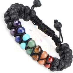 Seven Chakra Lava Double Layer Stone Bracelet