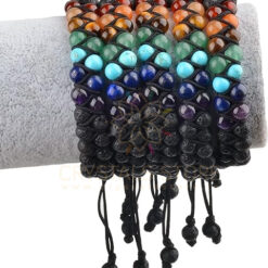 Seven Chakra Lava Double Layer Stone Bracelet