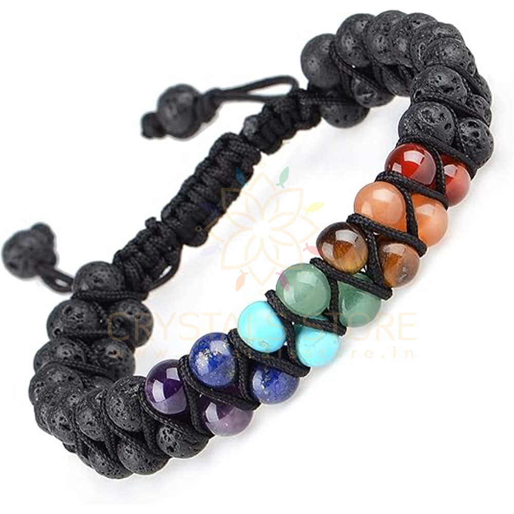 7 Chakra Lava Stone Bracelet - Premium | Kalyanastrogems