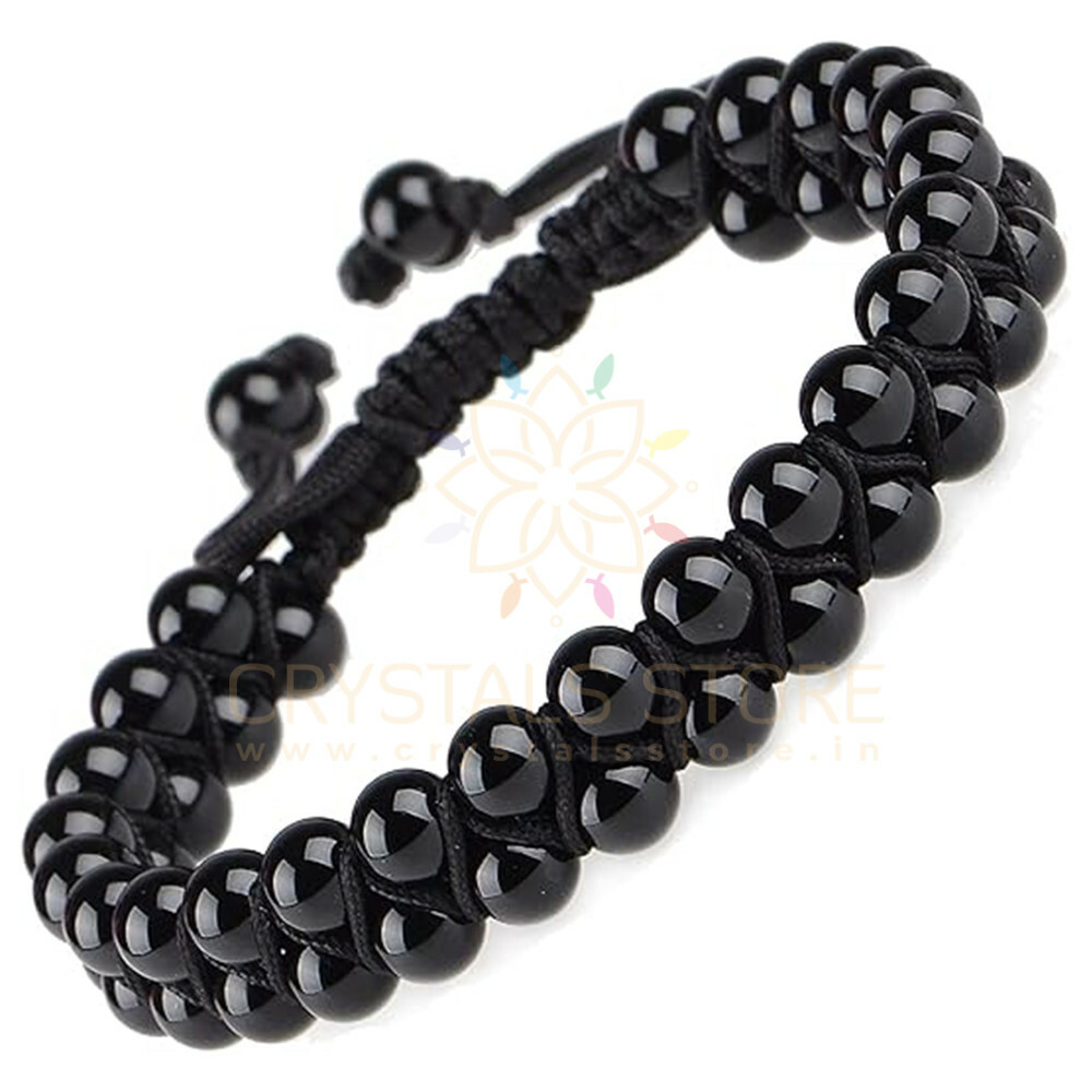 Black onyx & carnelian stretch 8 mm Healing crystal bracelet - Saans Mart  India