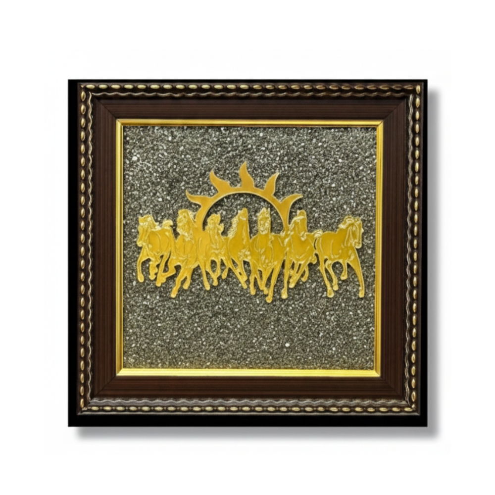 7 Horses On Raw Pyrite Frame